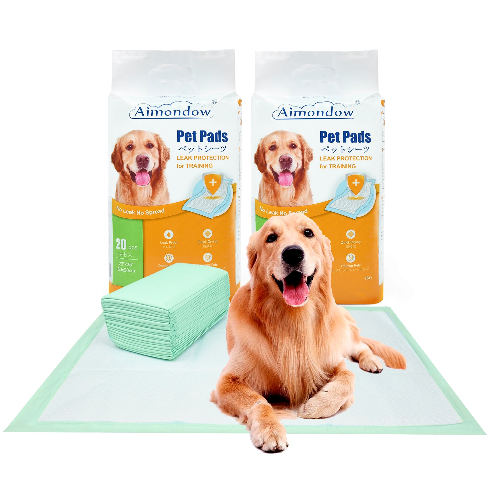 Aimondow Absorbent Puppy Pads Quick Drying Training Pads for Dogs Cats Leak Proof Dog Pee Pads Disposable Dog Pads Pet Underpads for Puppies Regular