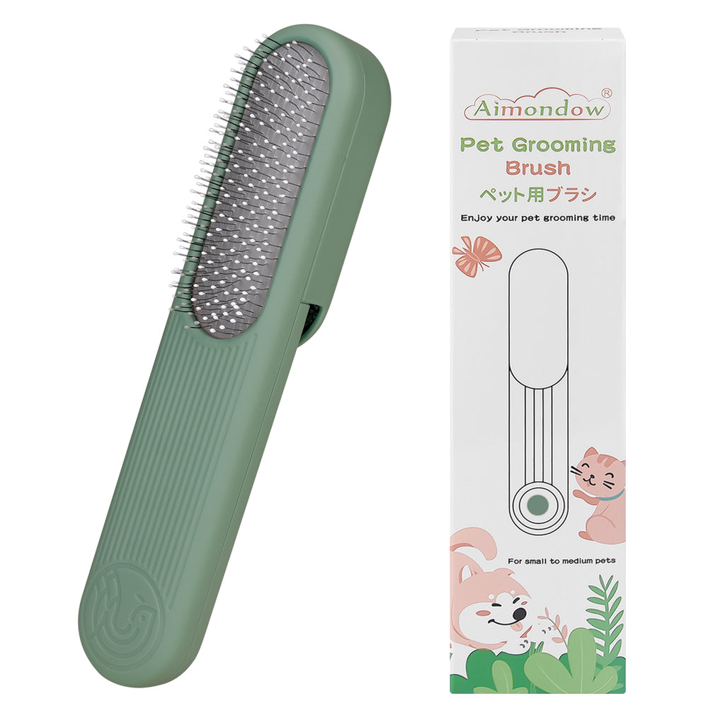 Aimondow Dog Brush Cat Grooming Brush for Long and Short Hair Dogs Cats Self Cleaning Shedding Brush for Massage Removes Puppy Loose Undercoat Mats Tangled Hair