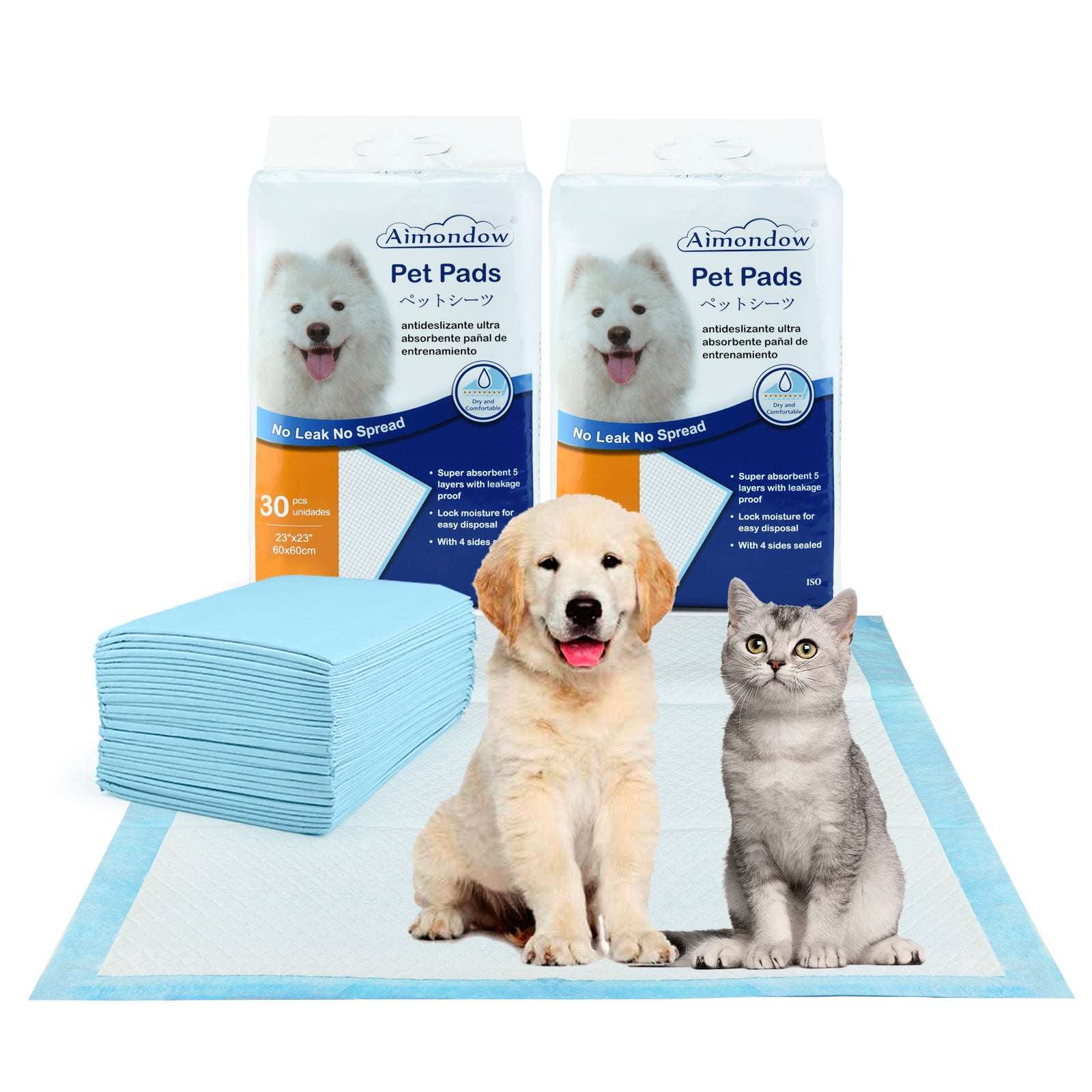 Aimondow Disposable Potty Puppy Pads for Dogs Cats Absorbent Pet Train