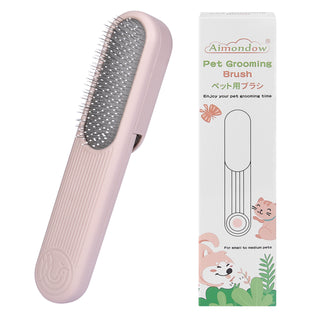 Aimondow Dog Brush Cat Grooming Brush for Long and Short Hair Dogs Cats Self Cleaning Shedding Brush for Massage Removes Puppy Loose Undercoat Mats Tangled Hair