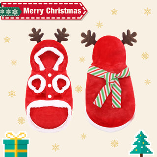 Aimondow Pet Christmas Clothes Xmas Holiday Warm Dog Hoodies Vintage Coat New Year Soft Cosplay Puppy Sweaters for Small Dogs and Cats