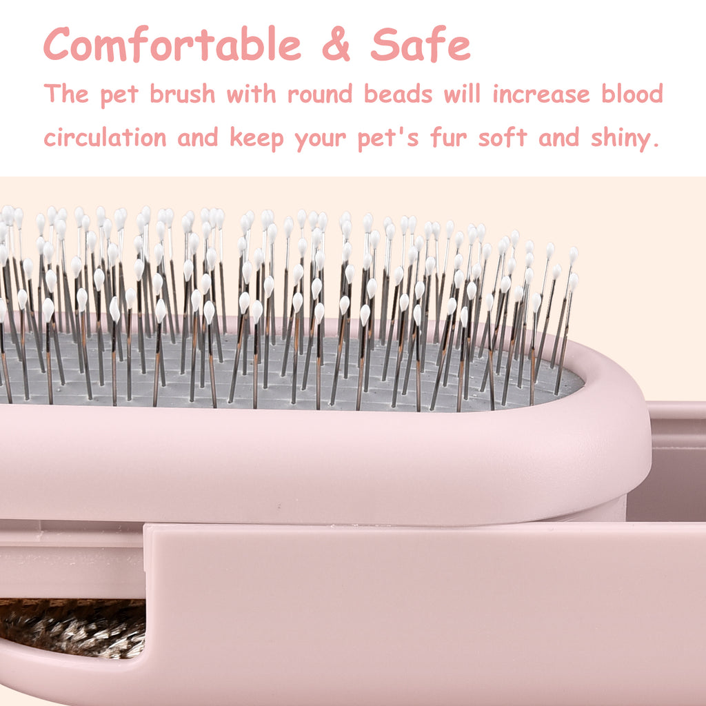 Aimondow Dog Brush Cat Grooming Brush for Long and Short Hair Dogs Cats Self Cleaning Shedding Brush for Massage Removes Puppy Loose Undercoat Mats Tangled Hair