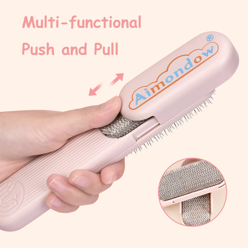 Aimondow Dog Brush Cat Grooming Brush for Long and Short Hair Dogs Cats Self Cleaning Shedding Brush for Massage Removes Puppy Loose Undercoat Mats Tangled Hair