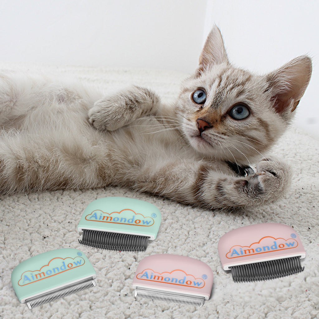 Aimondow Cat Comb Cat Brush for Shedding Grooming Hair Removal Shell Comb for Cats Dogs Puppy Rabbit Bunny Easy to Dematting Matted Fur Tangled Hair, 2 PCS