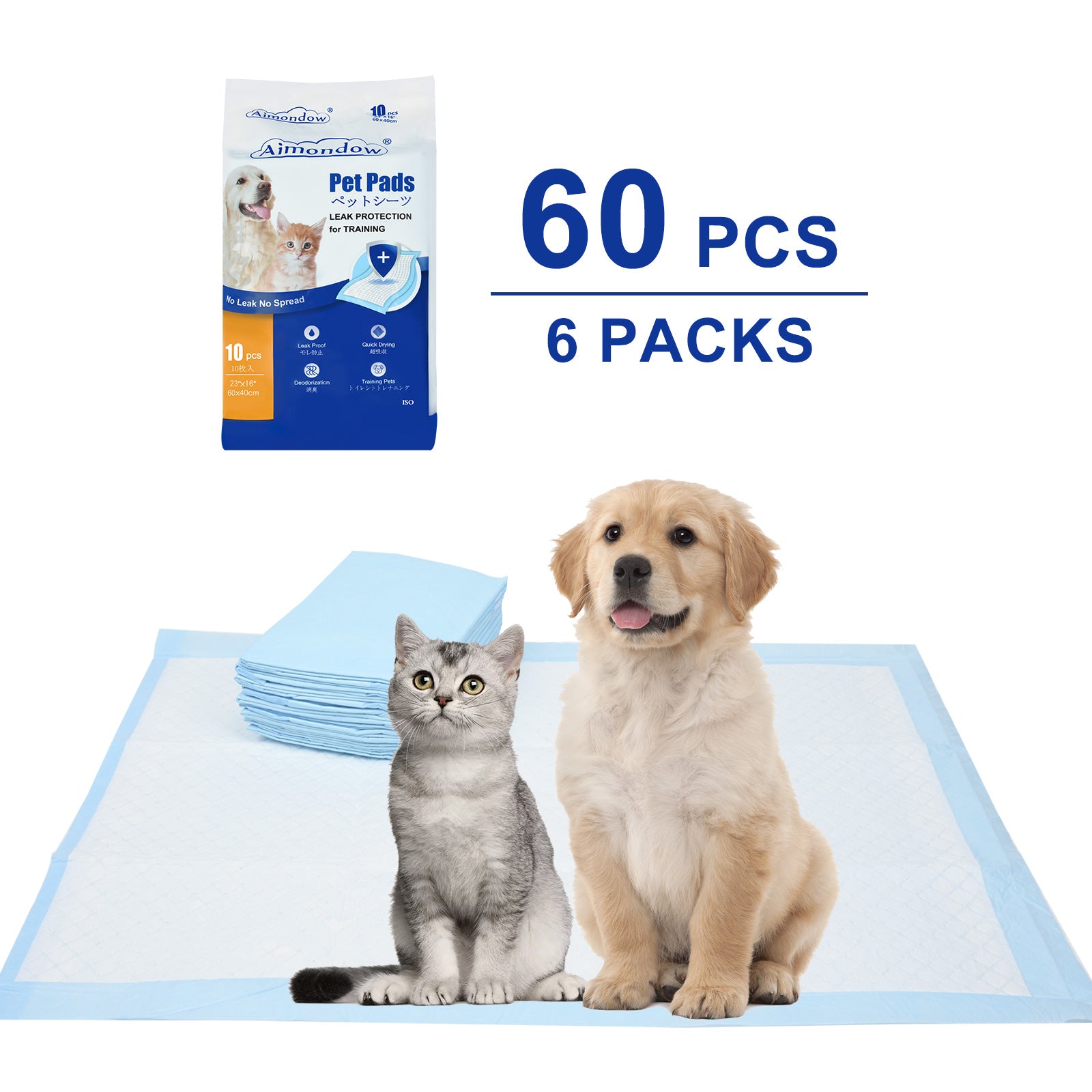 Aimondow Absorbent Puppy Pads Quick Drying Training Pads for Dogs Cats