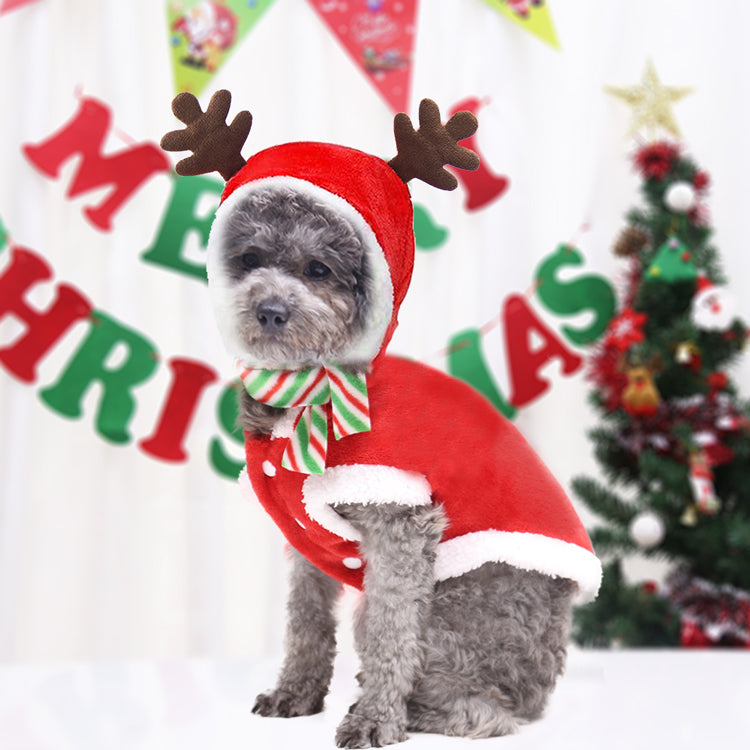 Aimondow Pet Christmas Clothes Xmas Holiday Warm Dog Hoodies Vintage Coat New Year Soft Cosplay Puppy Sweaters for Small Dogs and Cats