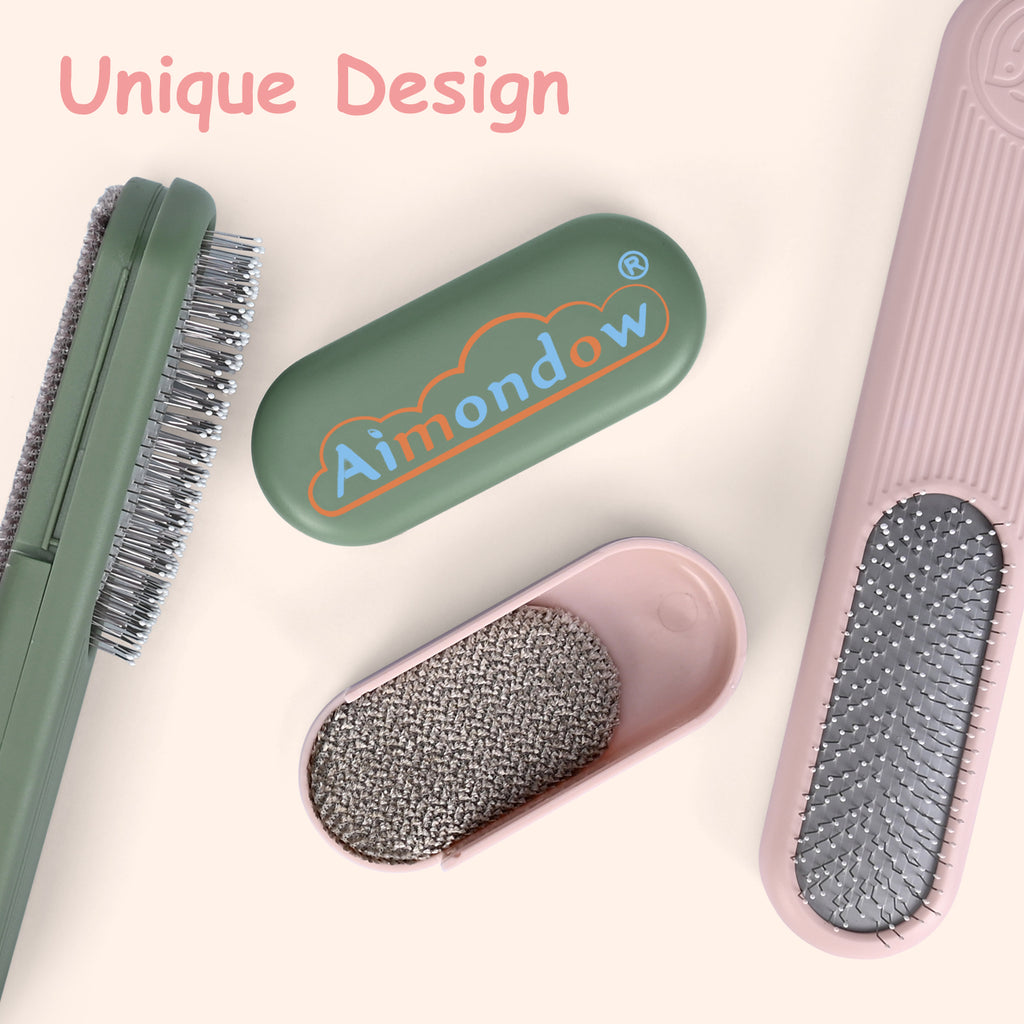 Aimondow Dog Brush Cat Grooming Brush for Long and Short Hair Dogs Cats Self Cleaning Shedding Brush for Massage Removes Puppy Loose Undercoat Mats Tangled Hair